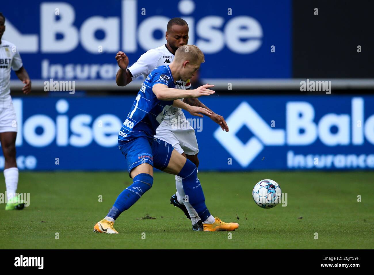 GENT, BELGIEN - 12. SEPTEMBER: Andrea Hanche Olsen von KAA Gent während des Juplier Pro League-Spiels zwischen KAA Gent und Sporting Charleroi in der Ghelamco Arena am 12. September 2021 in Gent, Belgien (Foto: Perry van de Leuvert/Orange Picts) Stockfoto