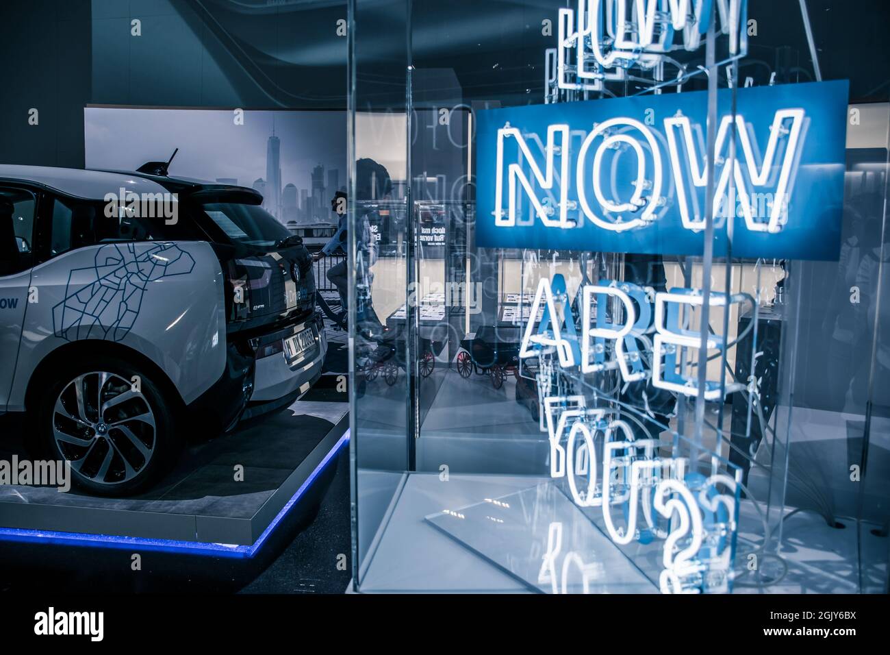 BMW i steht für eine gesunde und zukunftsorientierte Bedeutung der nachhaltigen premium Mobilität: Elektroantrieb, innovativen Material Stockfoto