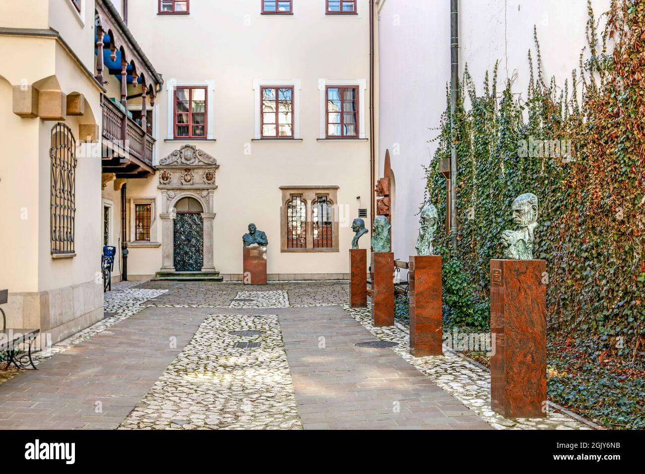 Estreicher's Corner - Ort zum Gedenken an den 50. Jahrestag der Gründung des Jagiellonen-Universitätsmuseums. Krakau, Polen Stockfoto