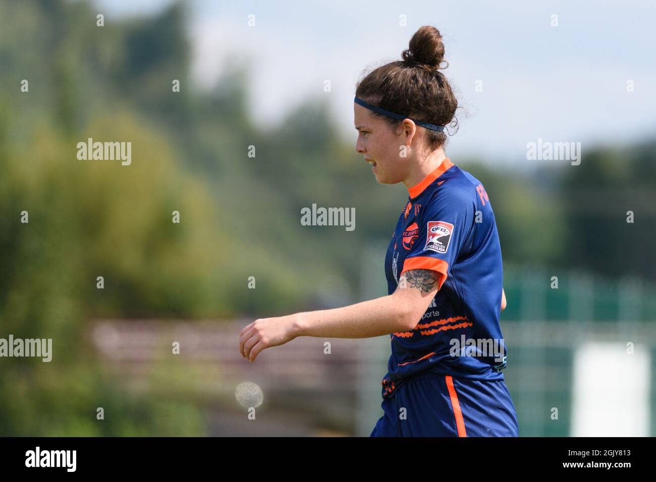 Maria Ganisl (4 FC Bergheim) beim Bundesliga-Spiel Planet Pure Frauen zwischen dem FC Bergheim und Wacker Innsbruck im FC Bergheim Stadion, Österreich. Stockfoto