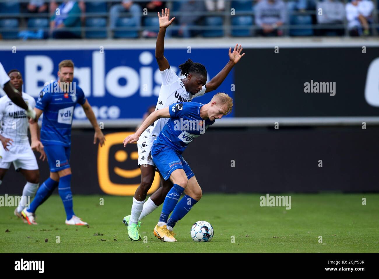 GENT, BELGIEN - 12. SEPTEMBER: Andrea Hanche Olsen von KAA Gent während des Juplier Pro League-Spiels zwischen KAA Gent und Sporting Charleroi in der Ghelamco Arena am 12. September 2021 in Gent, Belgien (Foto: Perry van de Leuvert/Orange Picts) Stockfoto