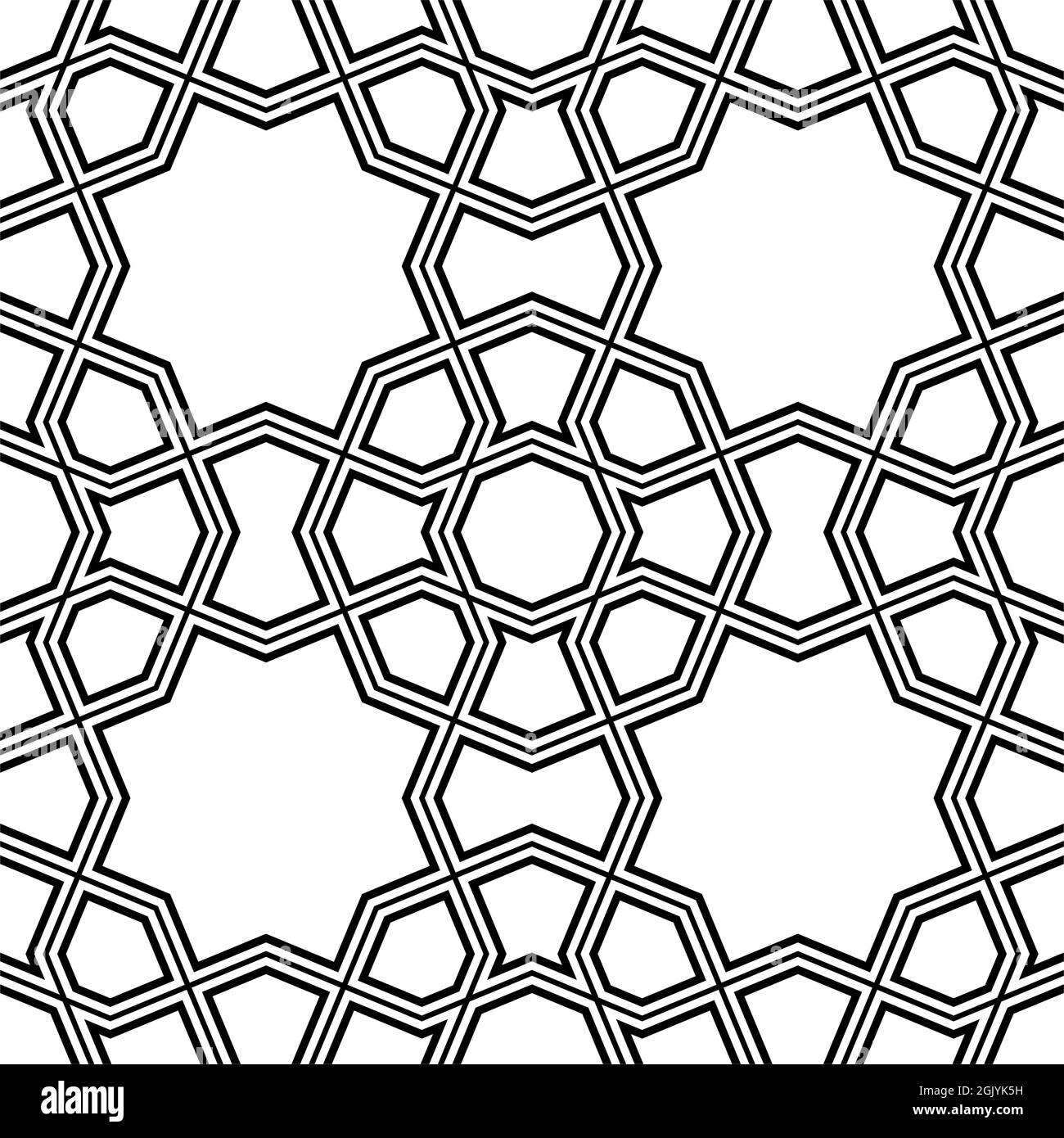 Nahtlose geometrische Ornament auf der Grundlage der traditionellen islamischen Kunst. Schwarze Farbe dreifache Linien. Tolles Design für Stoff, Textil, Abdeckung, Geschenkpapier, Hintergrund. Stock Vektor