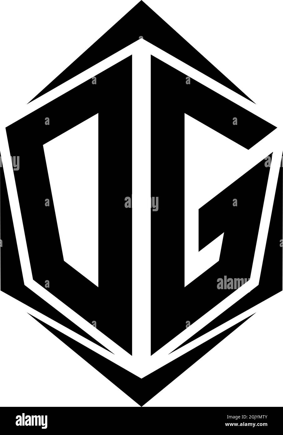 Ursprüngliches DG-Logo-Design, anfängliches DG-Logo-Design im Shield-Stil, Logo-Business-Branding. Stock Vektor