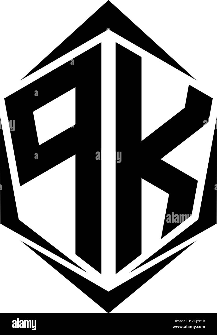 Ursprüngliches PK-Logo mit Shield-Stil, Logo-Business-Branding. Stock Vektor