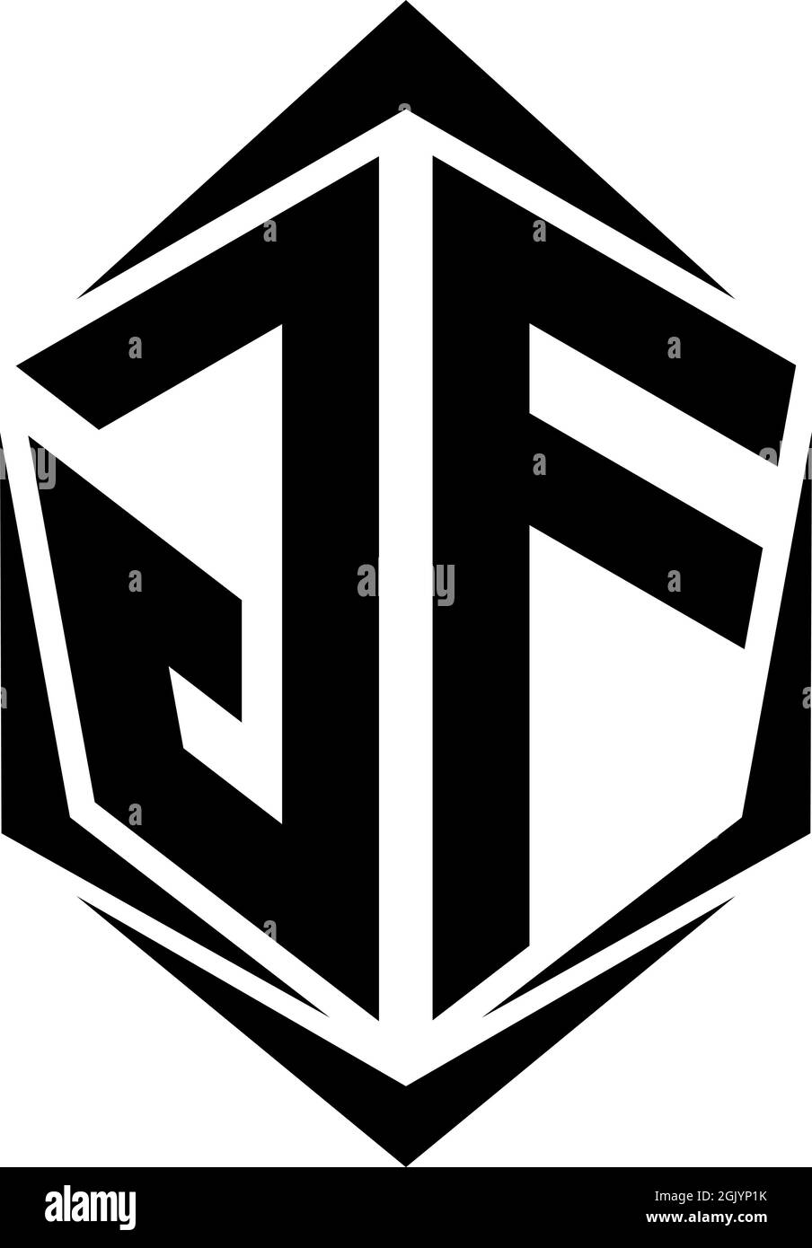 Anfängliches GF-Logo im Shield-Stil, Logo-Business-Branding. Stock Vektor
