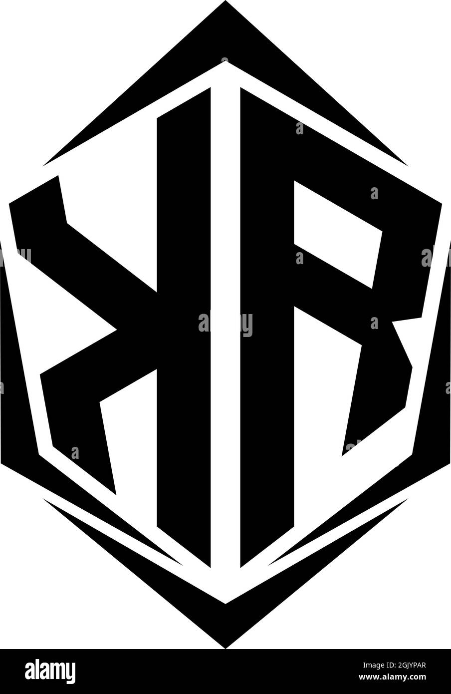 Ursprüngliches KR-Logo im Shield-Stil, Logo-Business-Branding. Stock Vektor