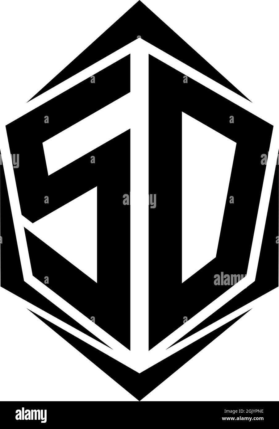 Ursprüngliches SD-Logo im Shield-Stil, Logo-Branding für Unternehmen. Stock Vektor