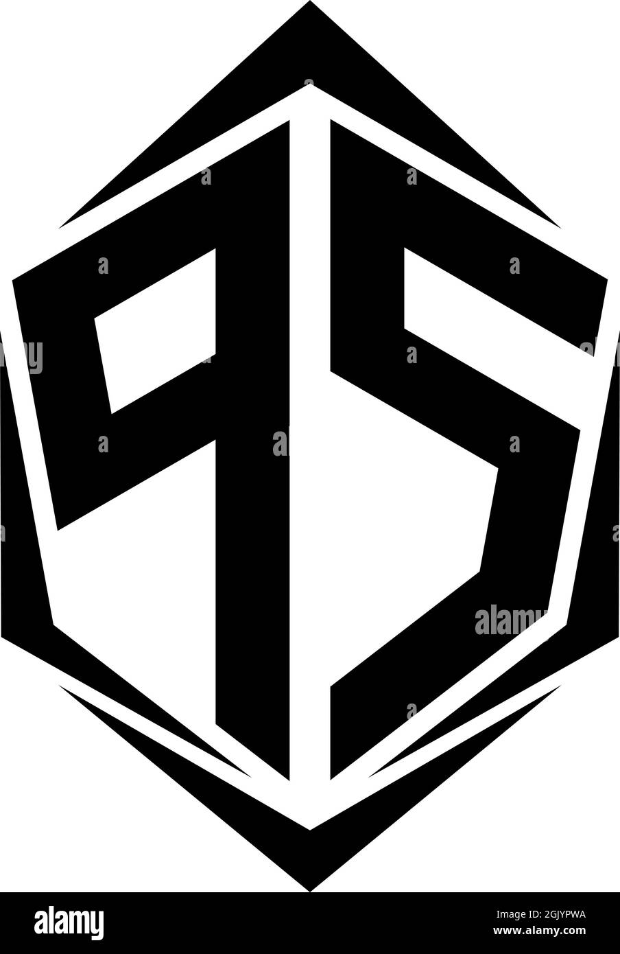 Anfängliches PS-Logo im Shield-Stil, Logo-Branding für Unternehmen. Stock Vektor