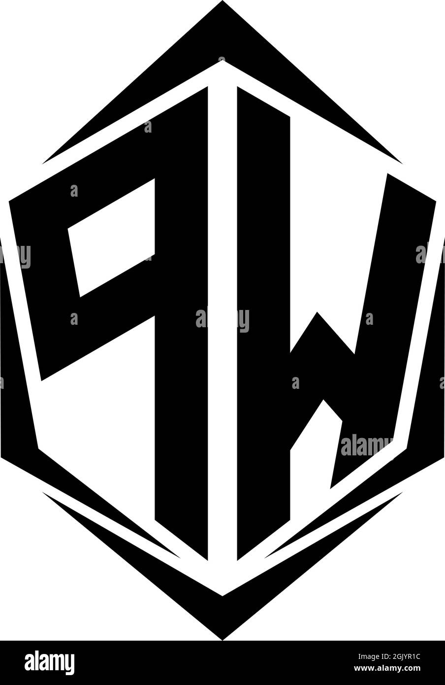 Anfängliches PW-Logo im Shield-Stil, Logo-Branding für Unternehmen. Stock Vektor