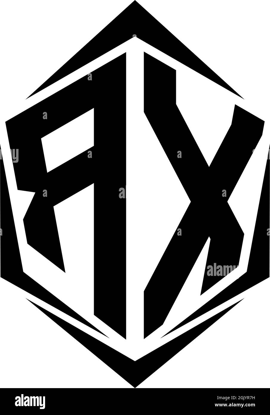 Ursprüngliches RX-Logo-Design mit Shield-Stil, Logo-Business-Branding. Stock Vektor