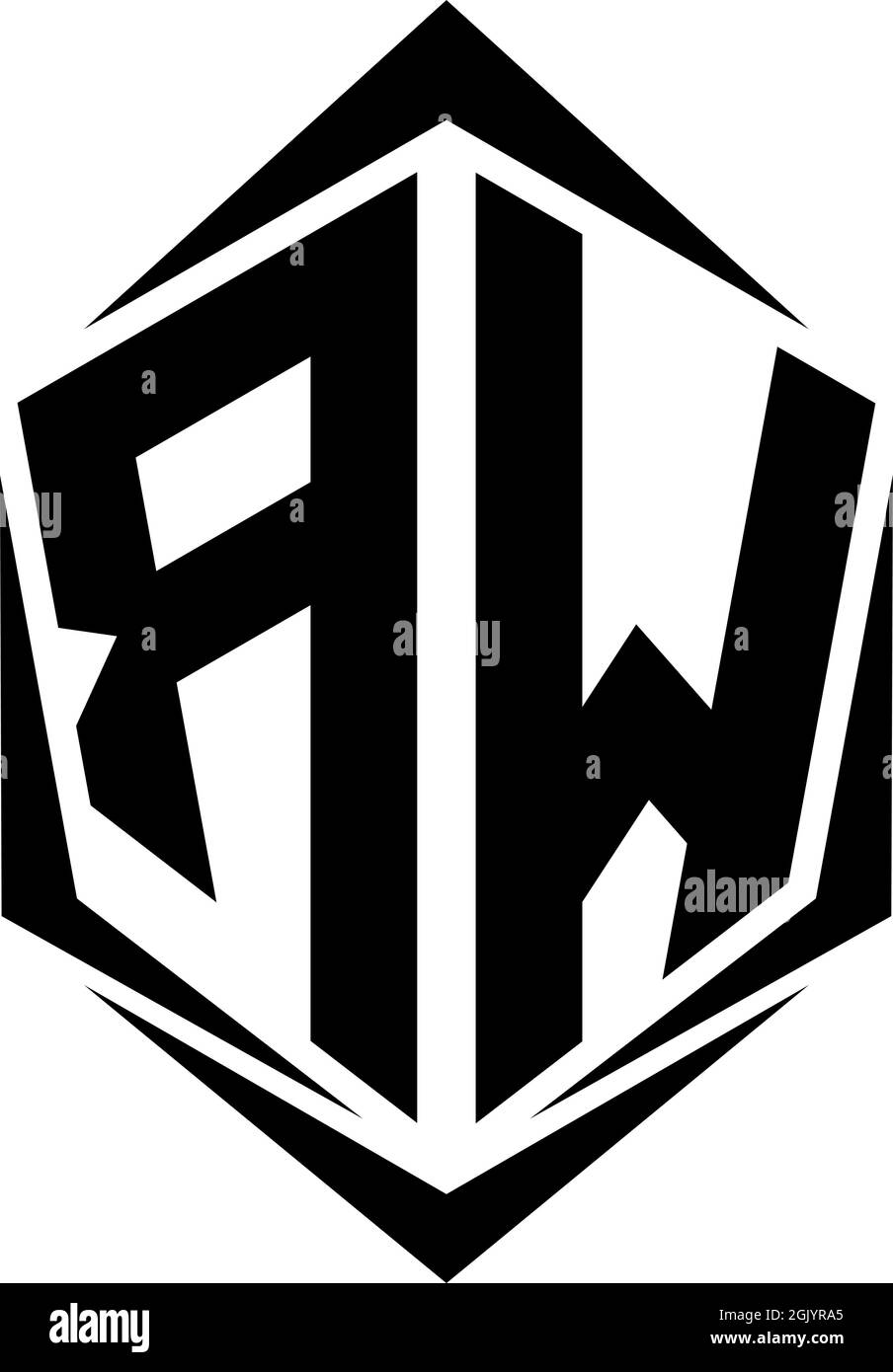 Ursprüngliches RW-Logo im Shield-Stil, Logo-Business-Branding. Stock Vektor