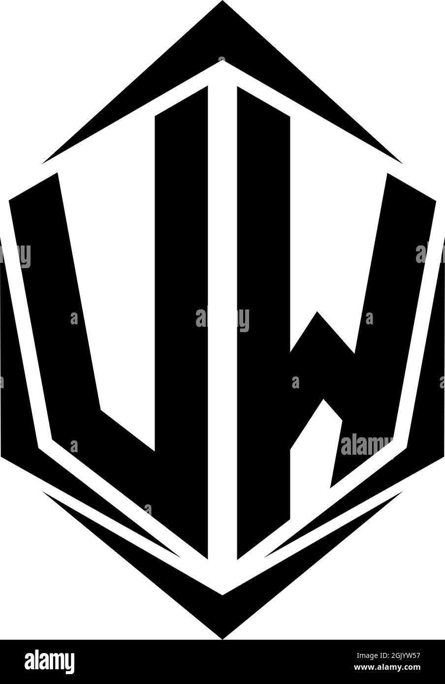 Anfängliches VW-Logo im Schildstil, Logo-Branding. Stock Vektor