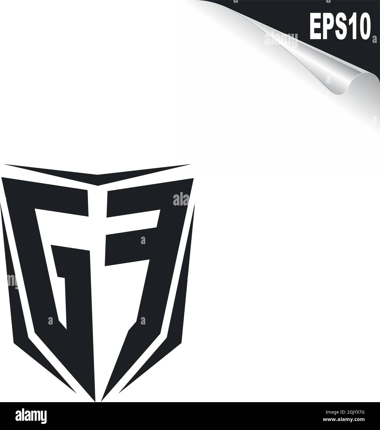 Anfängliches GF-Logo im Shield-Stil, Logo-Business-Branding. Stock Vektor