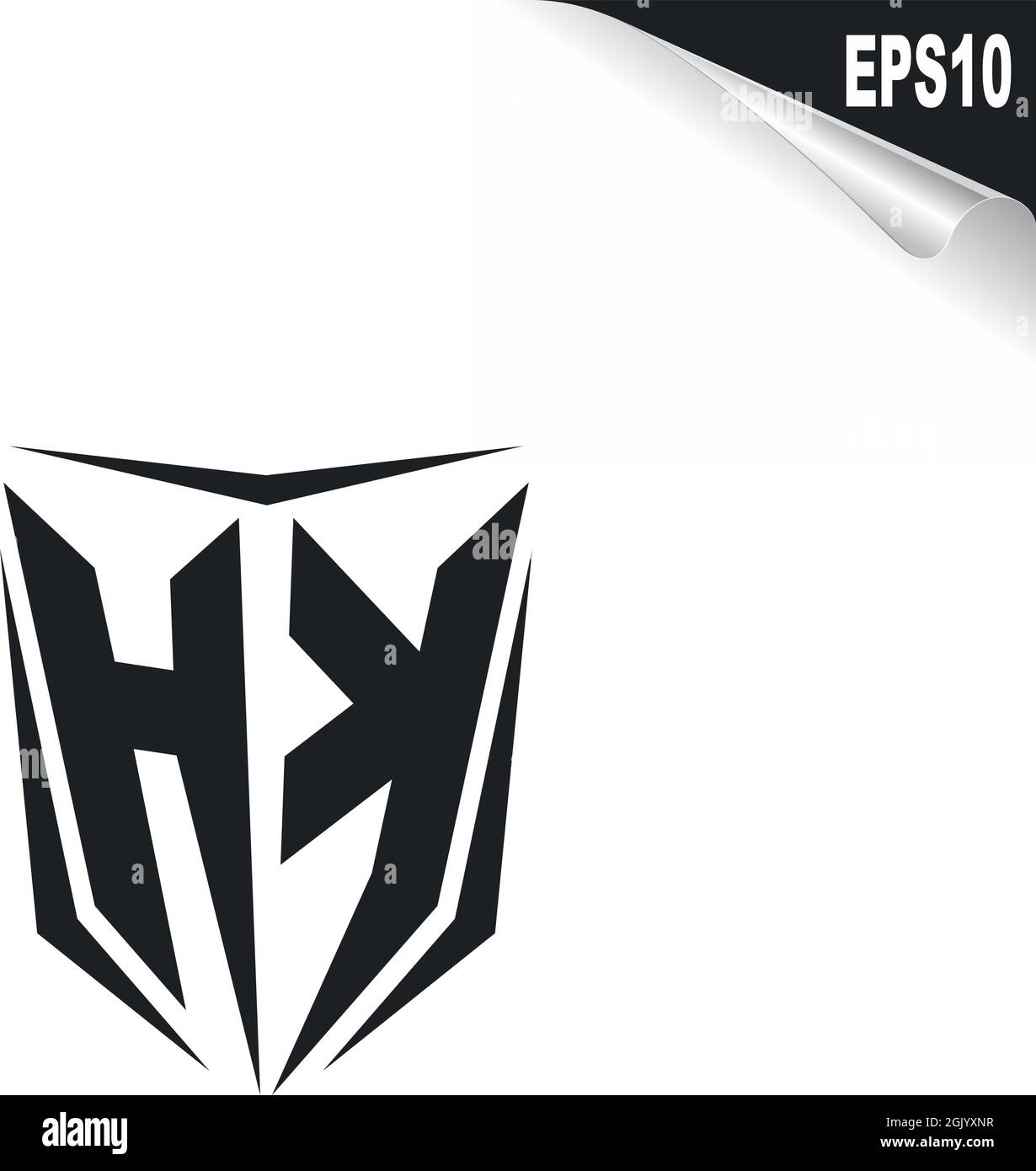 Ursprüngliches HK-Logo im Shield-Stil, Logo-Unternehmensbranding. Stock Vektor