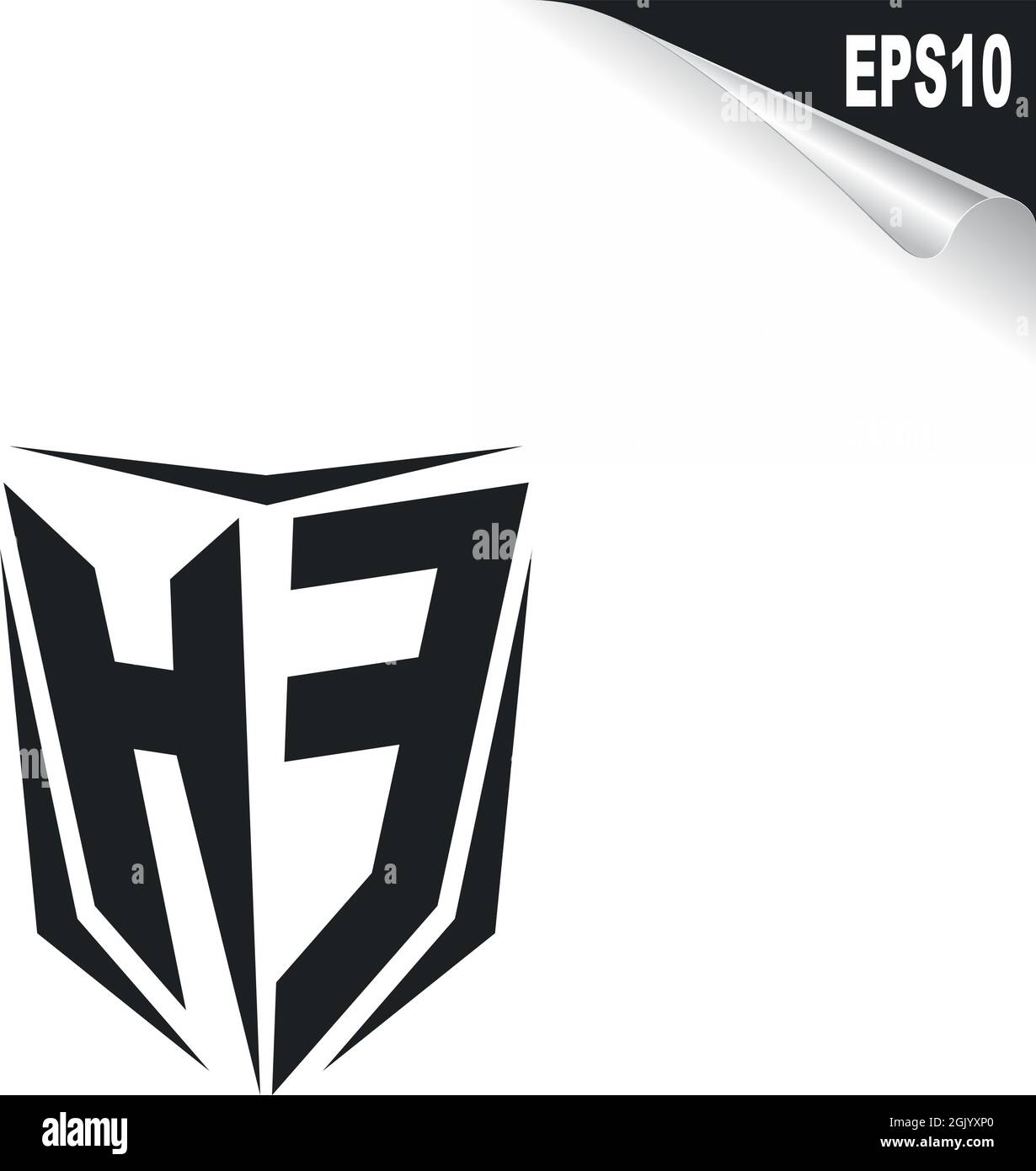 Anfängliches HE-Logo-Design im Shield-Stil, Logo-Business-Branding. Stock Vektor