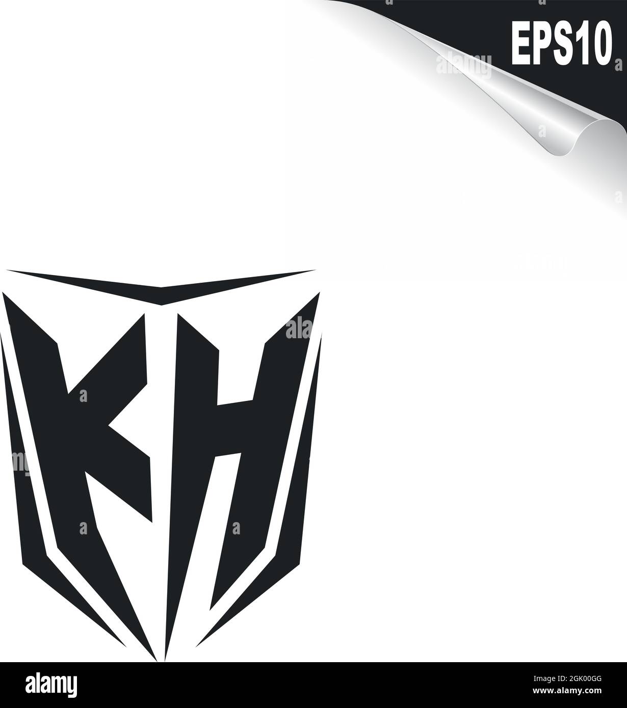 Ursprüngliches KH-Logo im Shield-Stil, Logo-Business-Branding. Stock Vektor