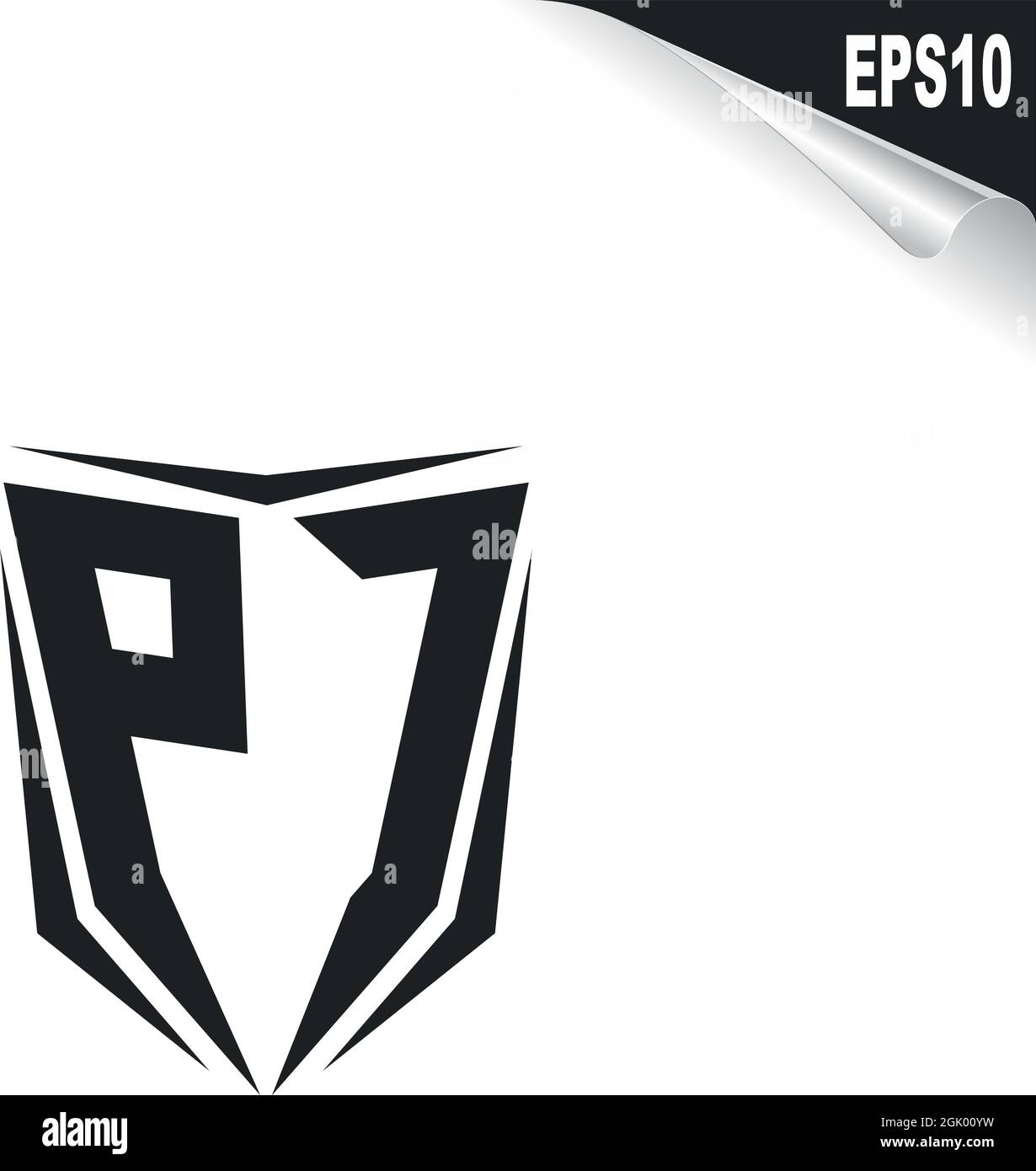 Anfängliches PC-Logo im Shield-Stil, Logo-Branding für Unternehmen. Stock Vektor