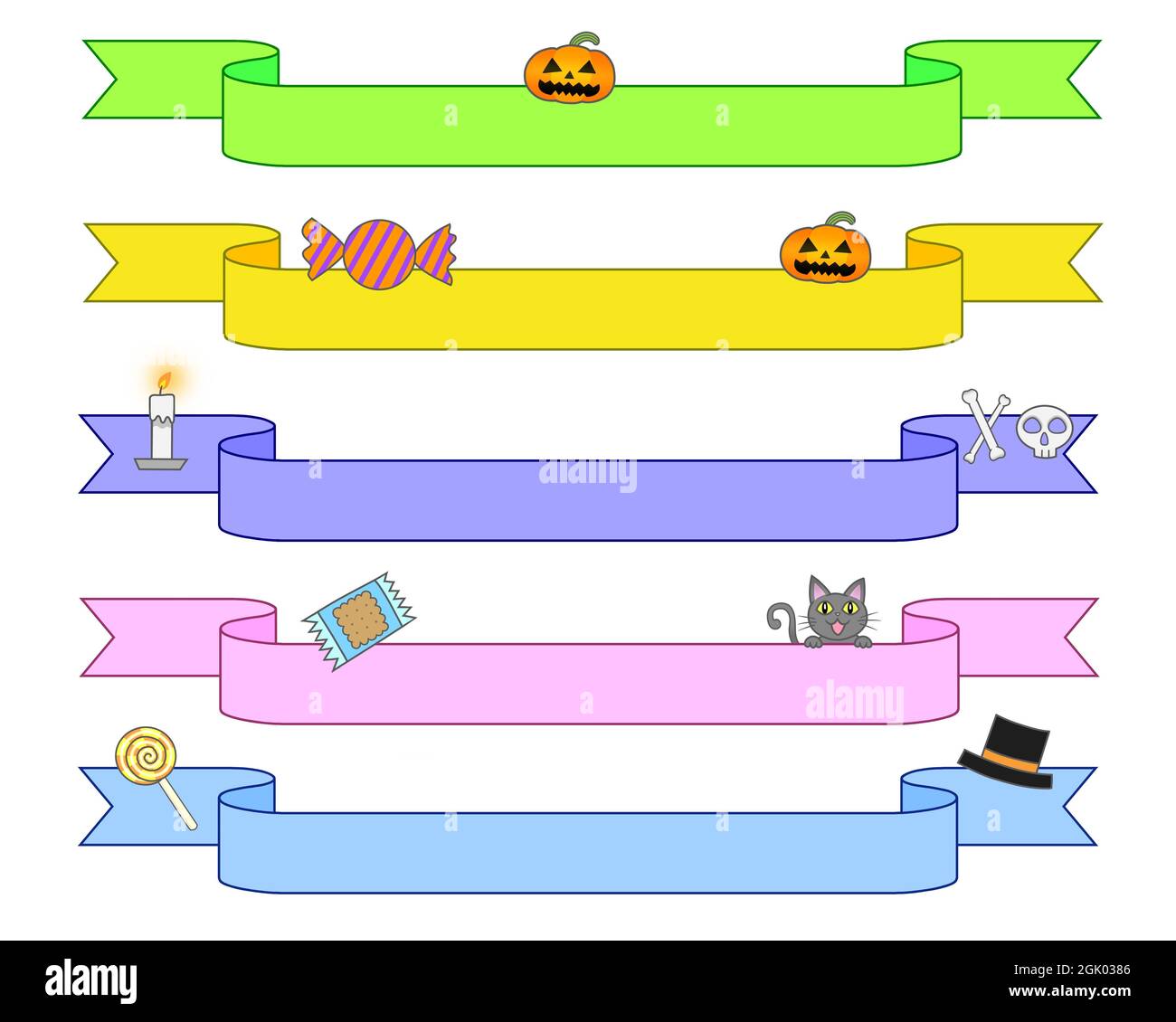 Fünf Farben von horizontal langen Bändern für Halloween Stockfoto