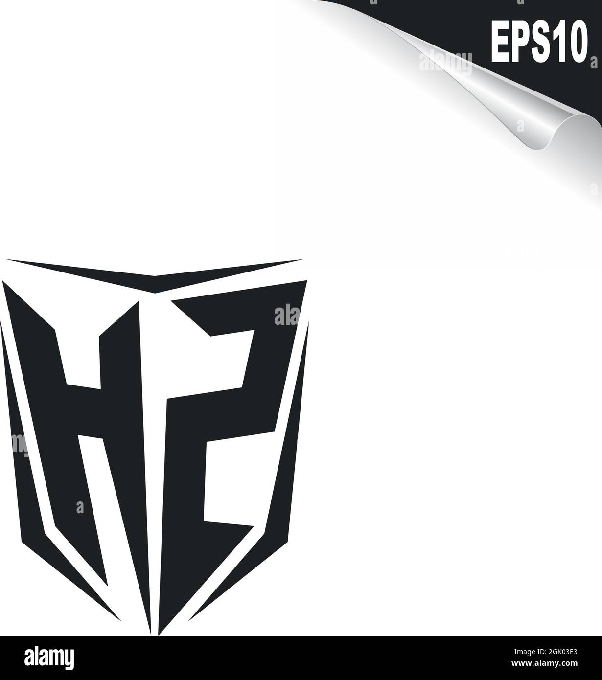 Ursprüngliches HZ-Logo im Shield-Stil, Logo-Branding für Unternehmen. Stock Vektor