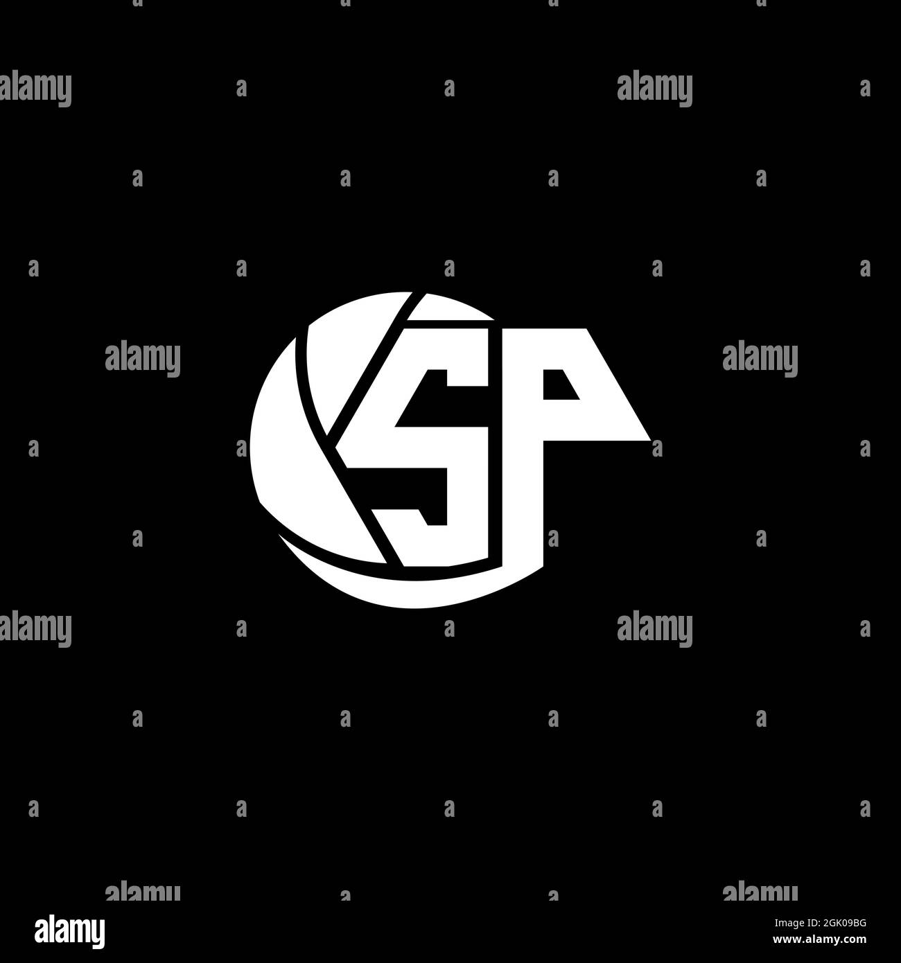 Ursprüngliches SP-Logo im geometrischen und kreisartigen Stil, Logo-Branding für Unternehmen. Stock Vektor