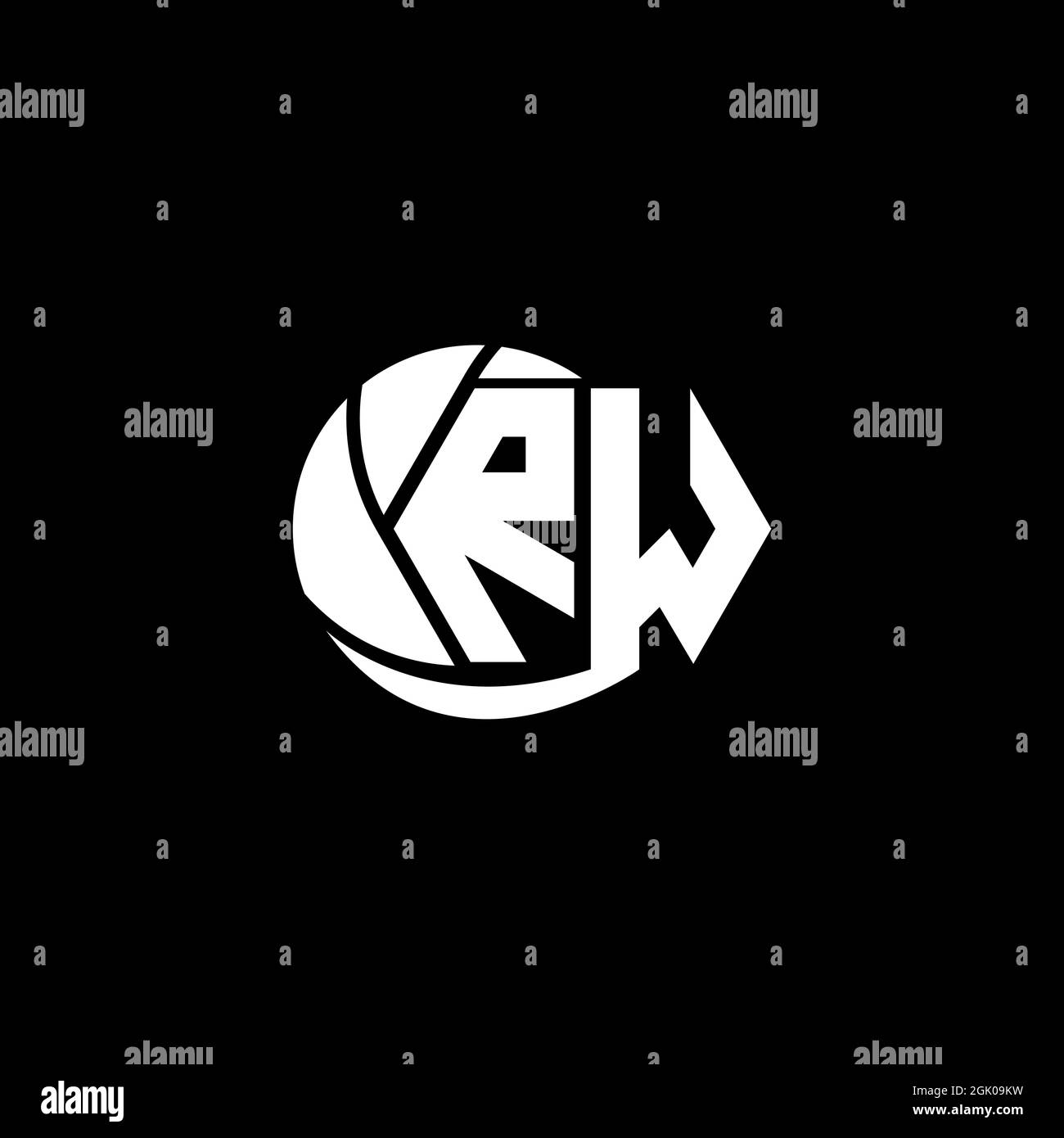Anfängliches RW-Logo im geometrischen und kreisartigen Stil, Logo-Business-Branding. Stock Vektor