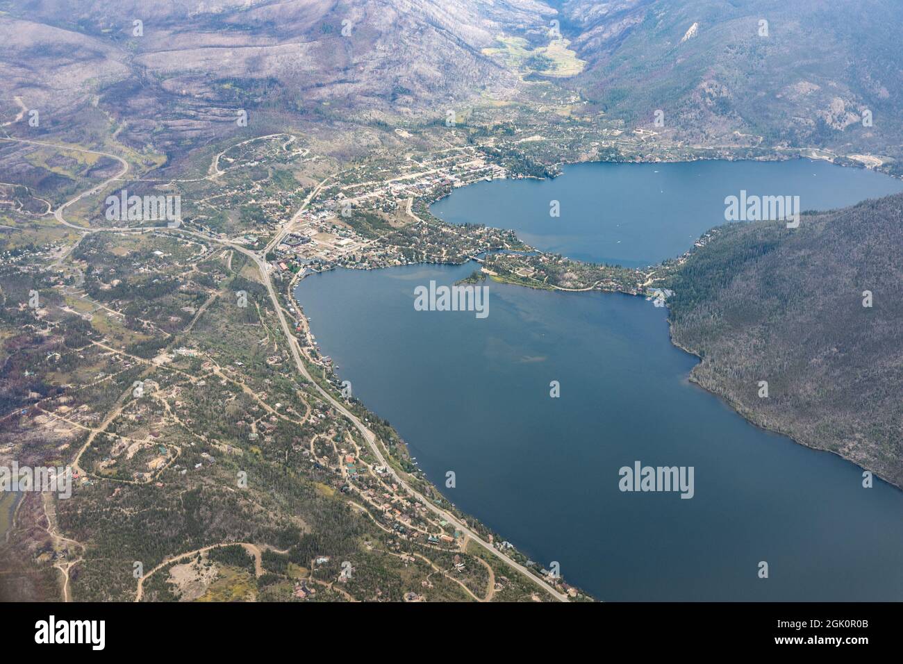 Luftaufnahme des Grand Lake, Colorado, USA Stockfoto