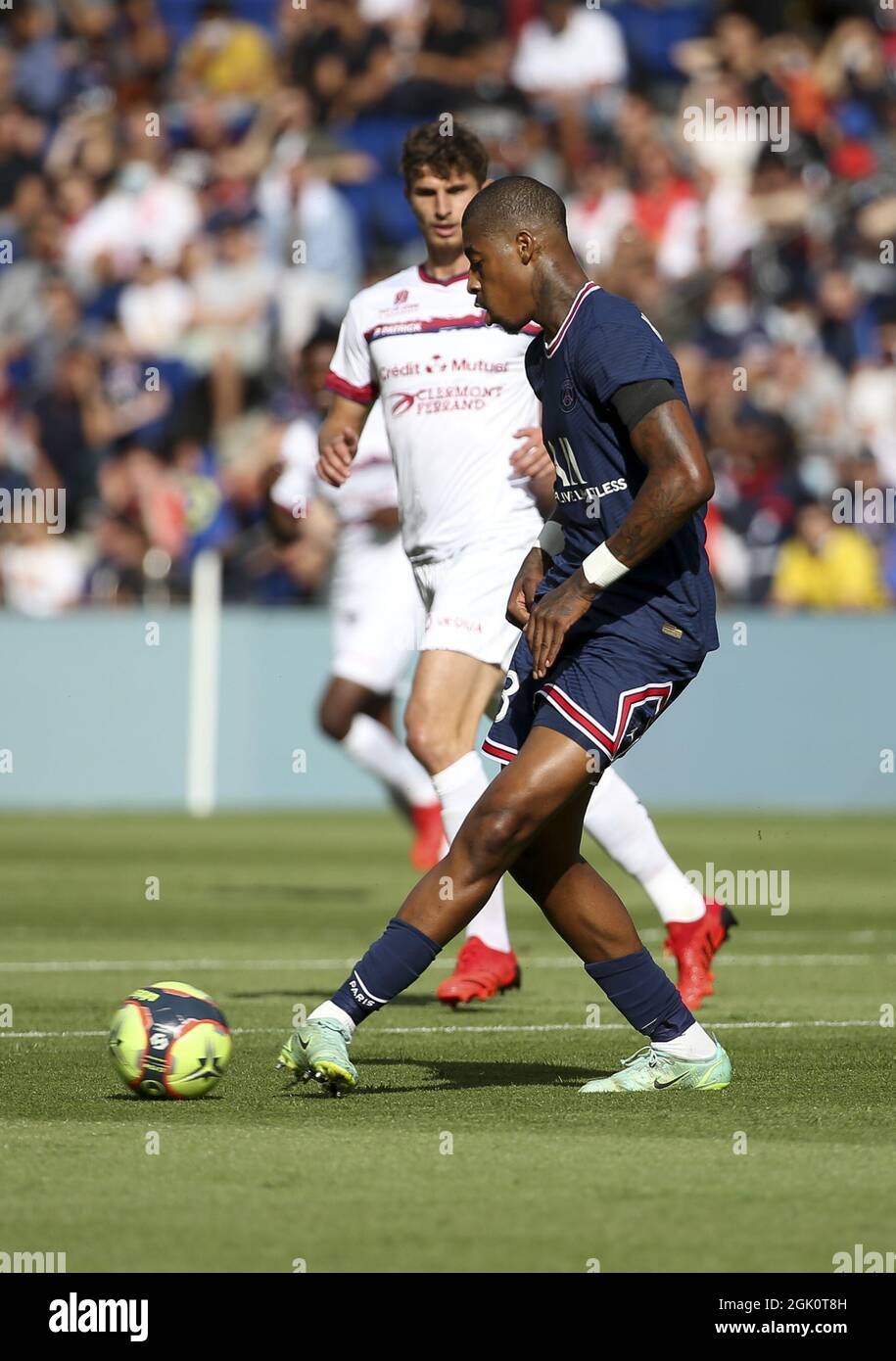 Presnel Kimpembe von PSG während des französischen Ligue-1-Fußballspiels zwischen Paris Saint-Germain (PSG) und Clermont Foot 63 am 11. September 2021 im Stadion Parc des Princes in Paris, Frankreich Stockfoto