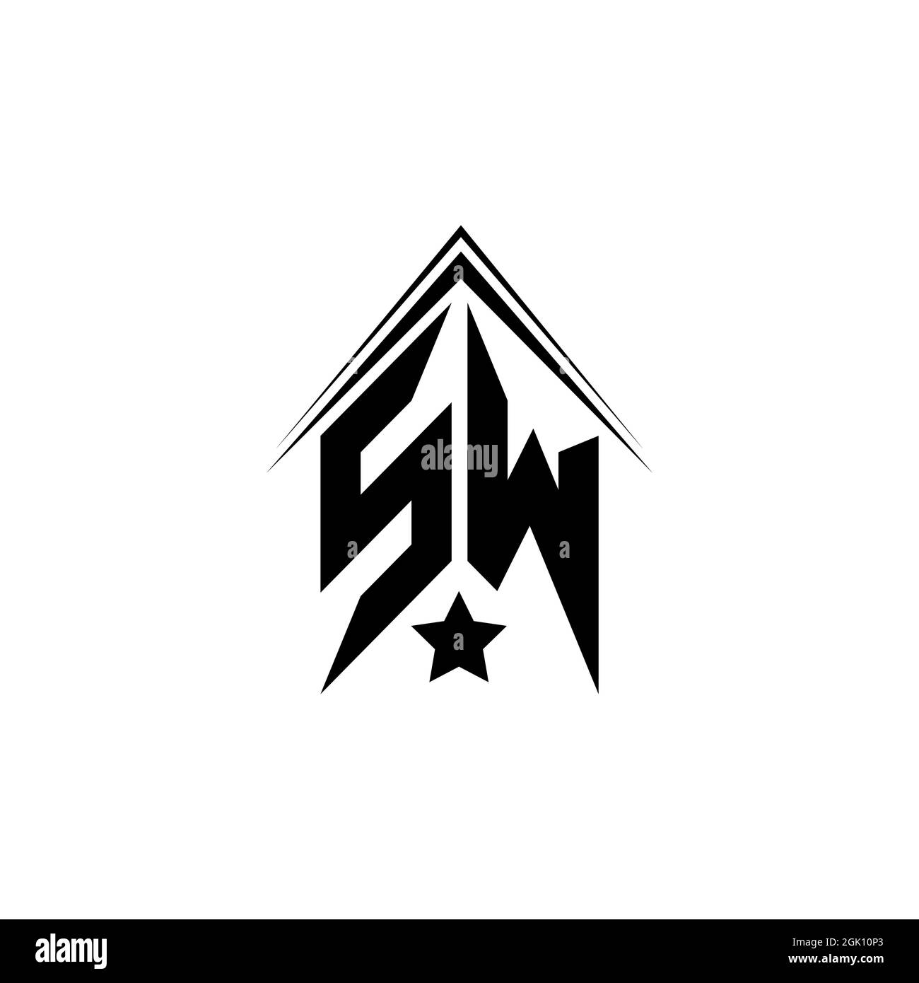 Anfängliches SW-Logo-Design mit Shape-Stil, Logo-Business-Branding. Stock Vektor