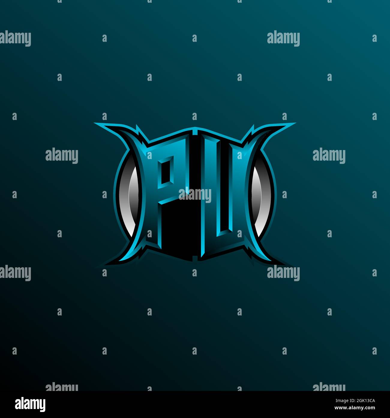 Anfängliches PU-Logo, anfängliches PU-Logo im Circle-Stil, Logo für Spiele, eSport, Community oder Unternehmen. Stock Vektor