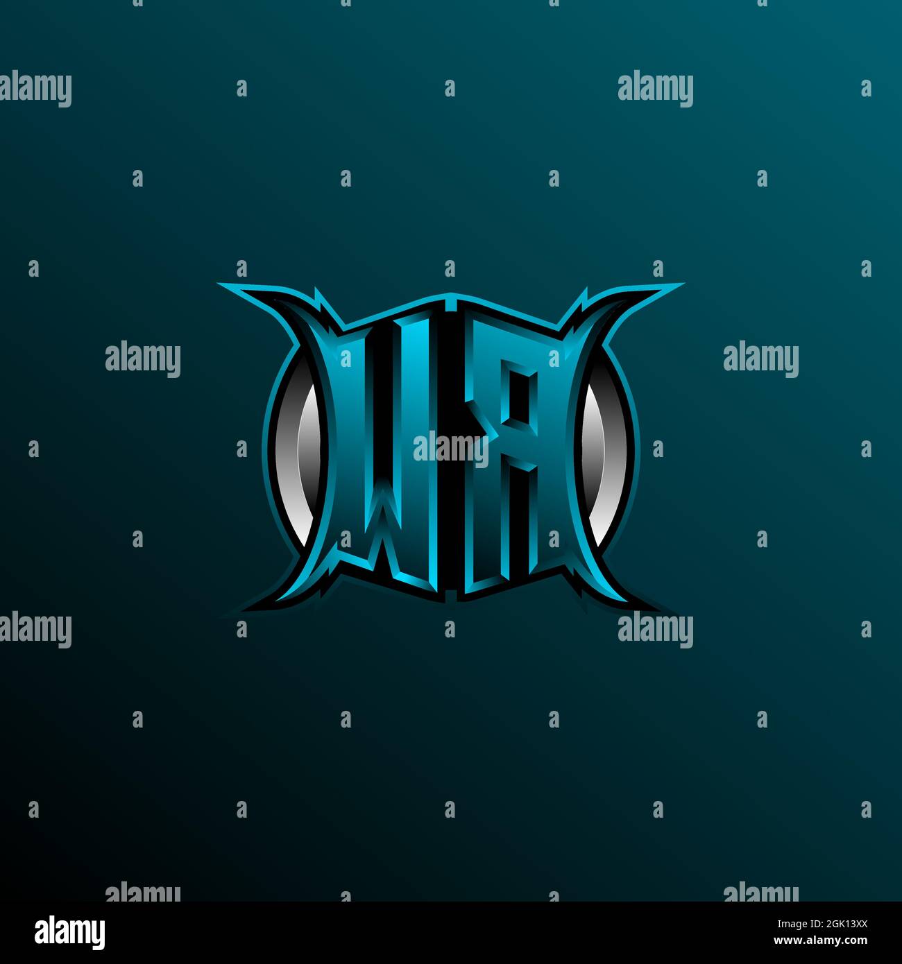 Anfängliches WR-Logo, anfängliches WR-Logo im Circle-Stil, Logo für Spiele, eSport, Community oder Unternehmen. Stock Vektor