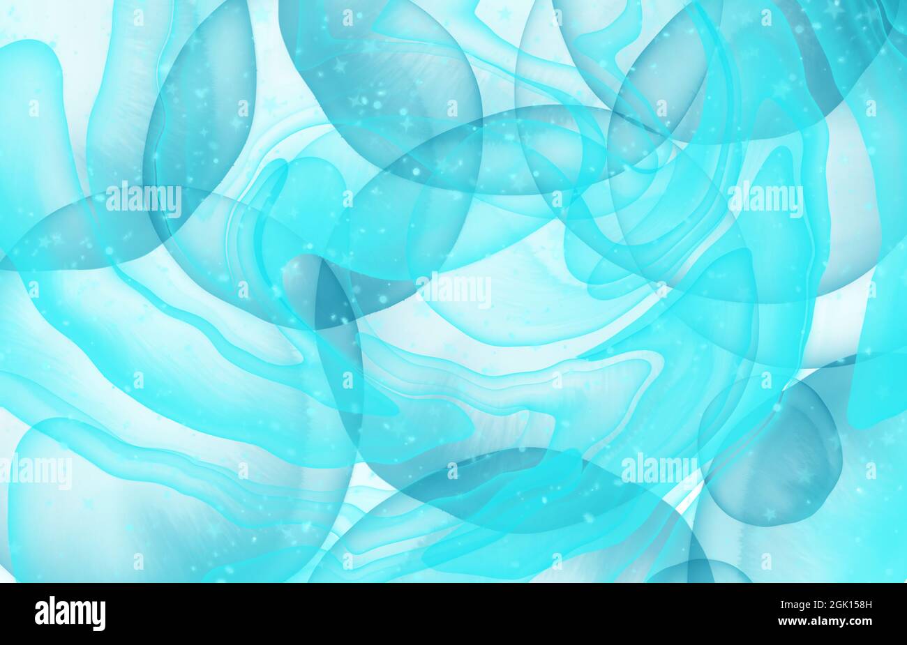 Abstrakte flüssige Kunst Malerei mit Alkoholtinte blaue Blasen und funkelt Stockfoto