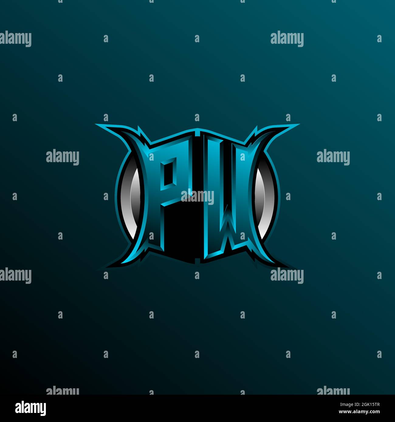 Anfängliches PW-Logo, anfängliches PW-Logo im Circle-Stil, Logo für Spiele, eSport, Community oder Unternehmen. Stock Vektor