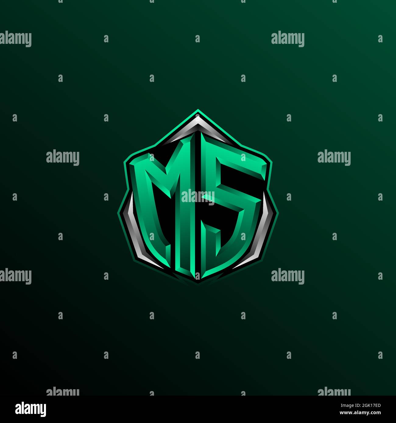 Ursprüngliches MS-Logo-Design, anfängliches MS-Logo-Design mit Circle-Stil, Logo für Spiele, eSport, Community oder Unternehmen. Stock Vektor