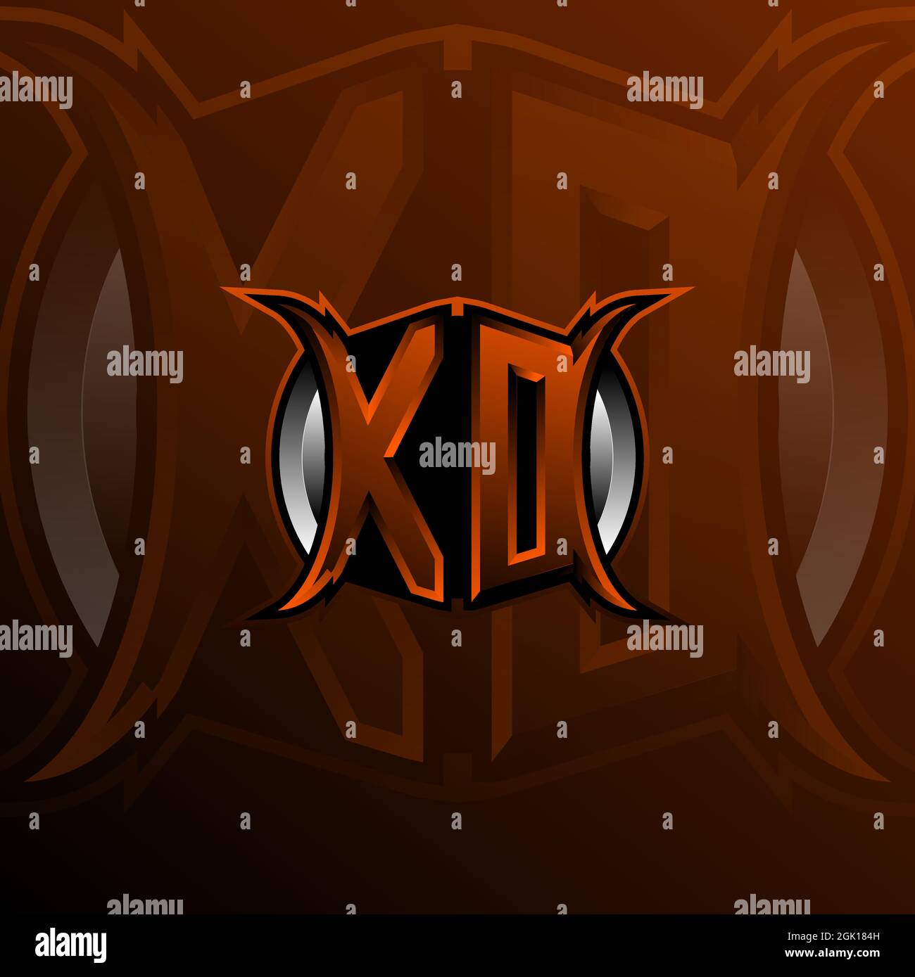 XD, XO Logo Letter Design in Orange Farbe, Logo für Spiele, eSport, erste Spiele, Community oder Unternehmen. Stock Vektor