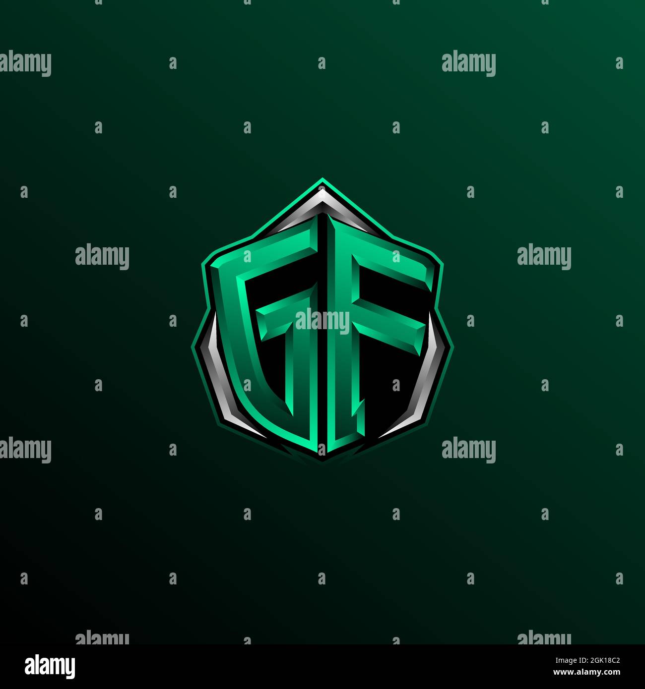 Anfängliches GF-Logo-Design, anfängliches GF-Logo-Design im Circle-Stil, Logo für Spiele, eSport, Community oder Unternehmen. Stock Vektor
