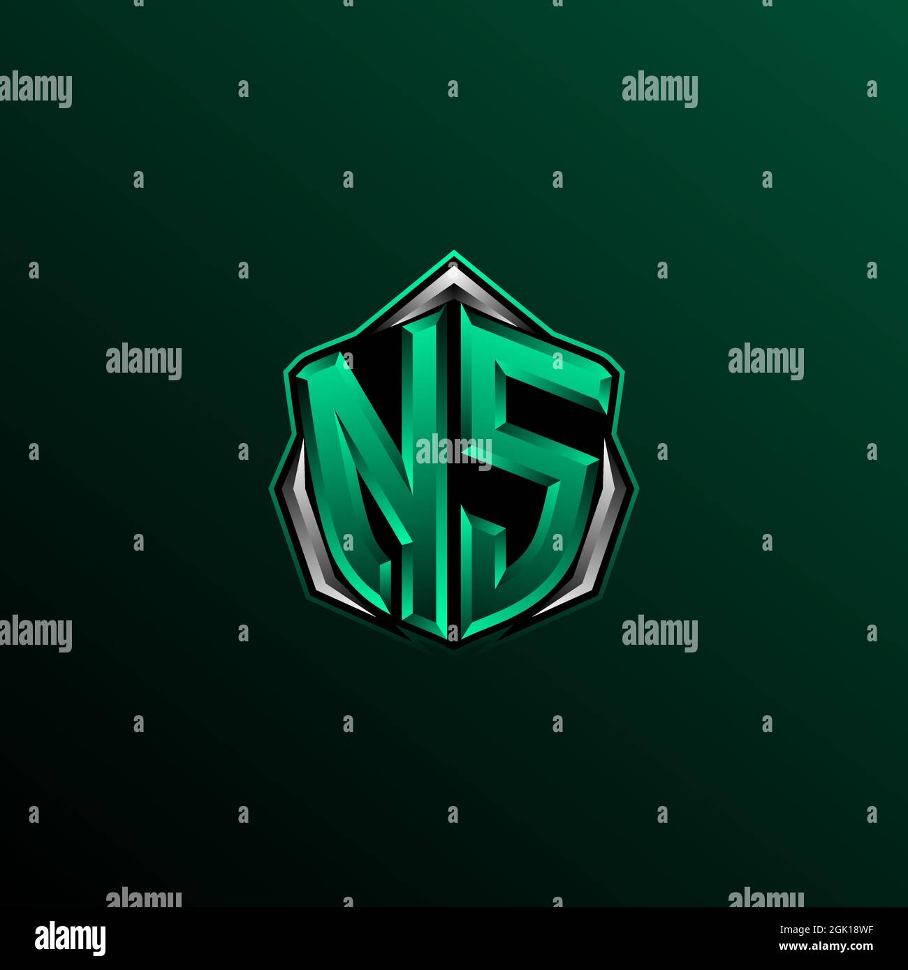 Anfängliches NS-Logo, anfängliches NS-Logo im Circle-Stil, Logo für Spiele, eSport, Community oder Unternehmen. Stock Vektor