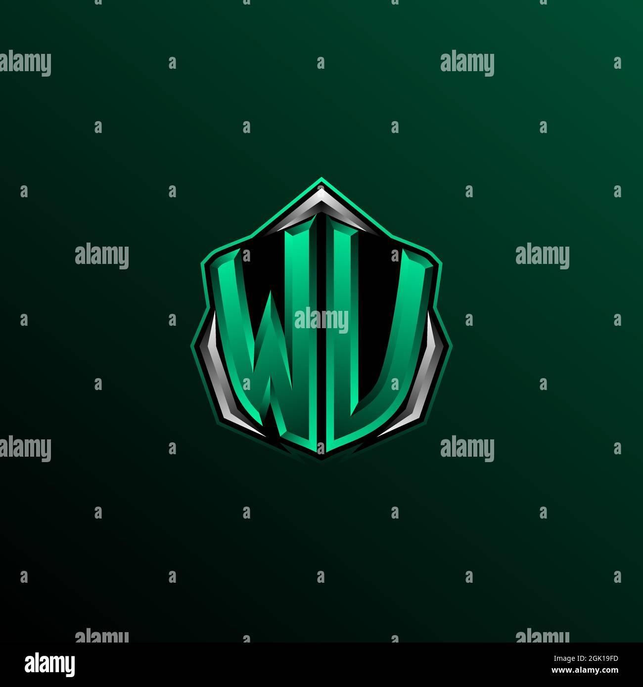 Ursprüngliches WV-Logo-Design, anfängliches WV-Logo-Design mit Shield-Stil, Logo für Spiele, eSport, Community oder Unternehmen. Stock Vektor