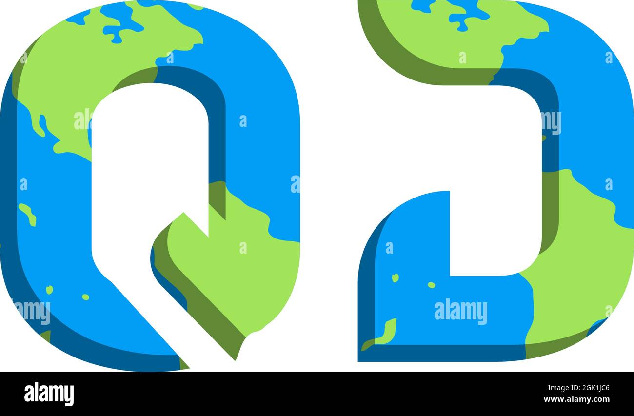 Anfängliches QD-Logo mit World Map-Stil, Logo-Branding für Unternehmen. Stock Vektor