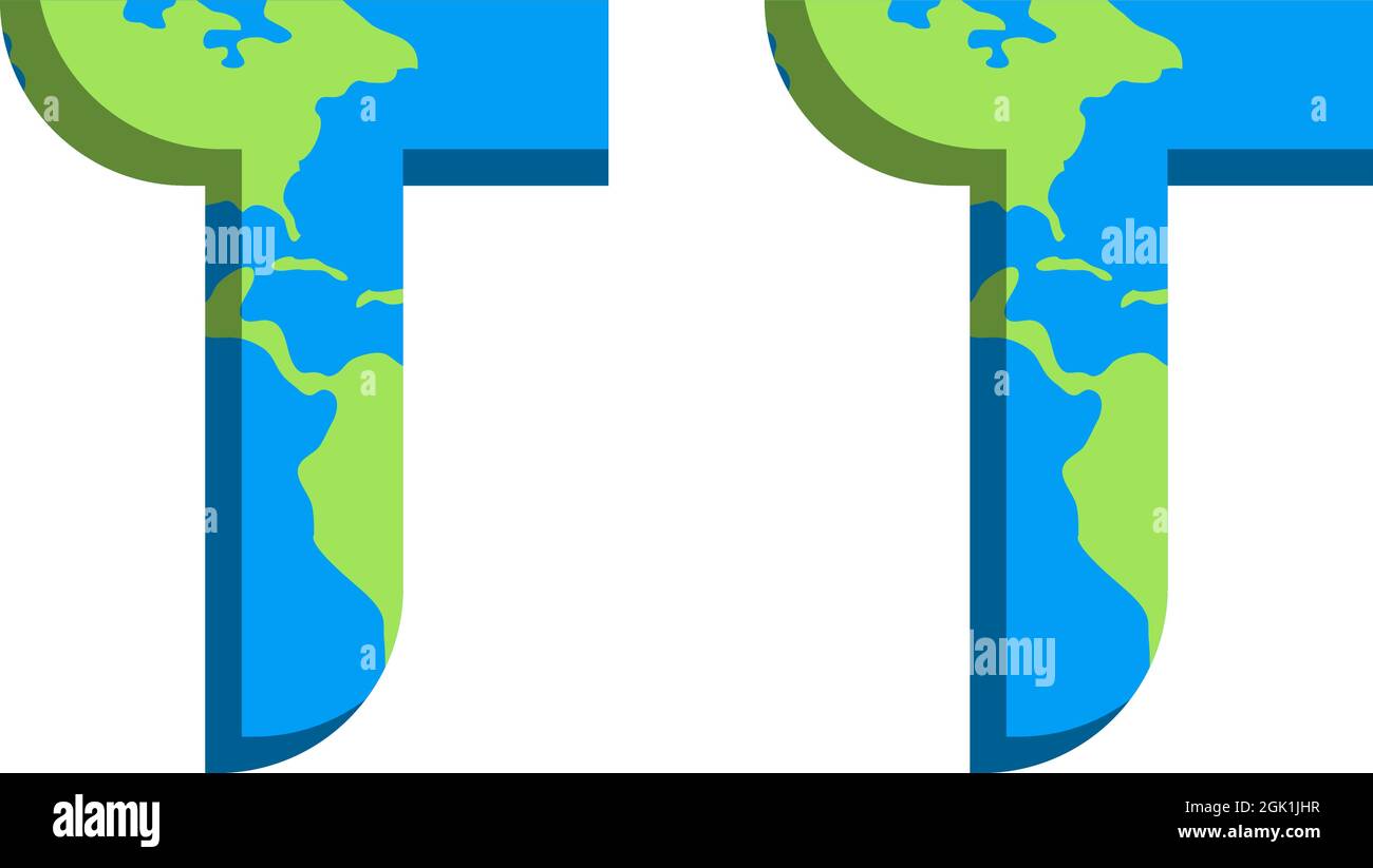 Erstes TT-Logo-Design mit World Map-Stil, Logo-Business-Branding. Stock Vektor
