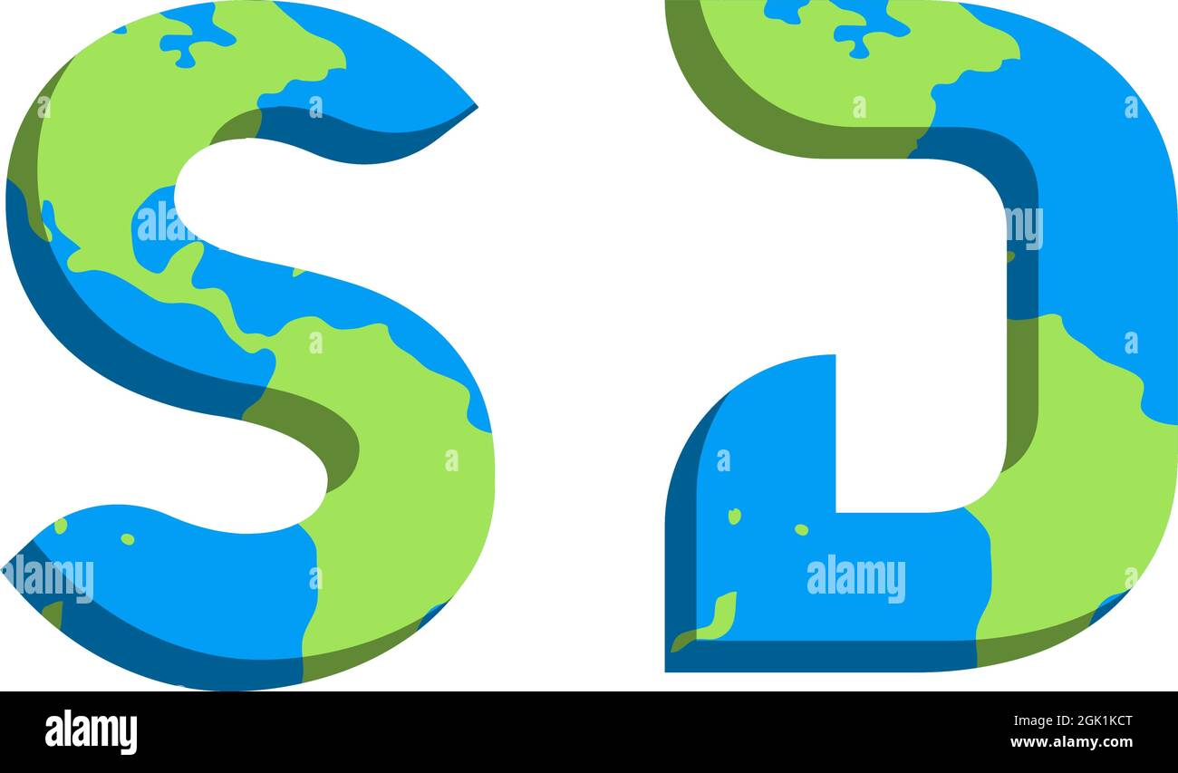 Erstes SD-Logo mit World Map-Stil, Logo-Branding. Stock Vektor