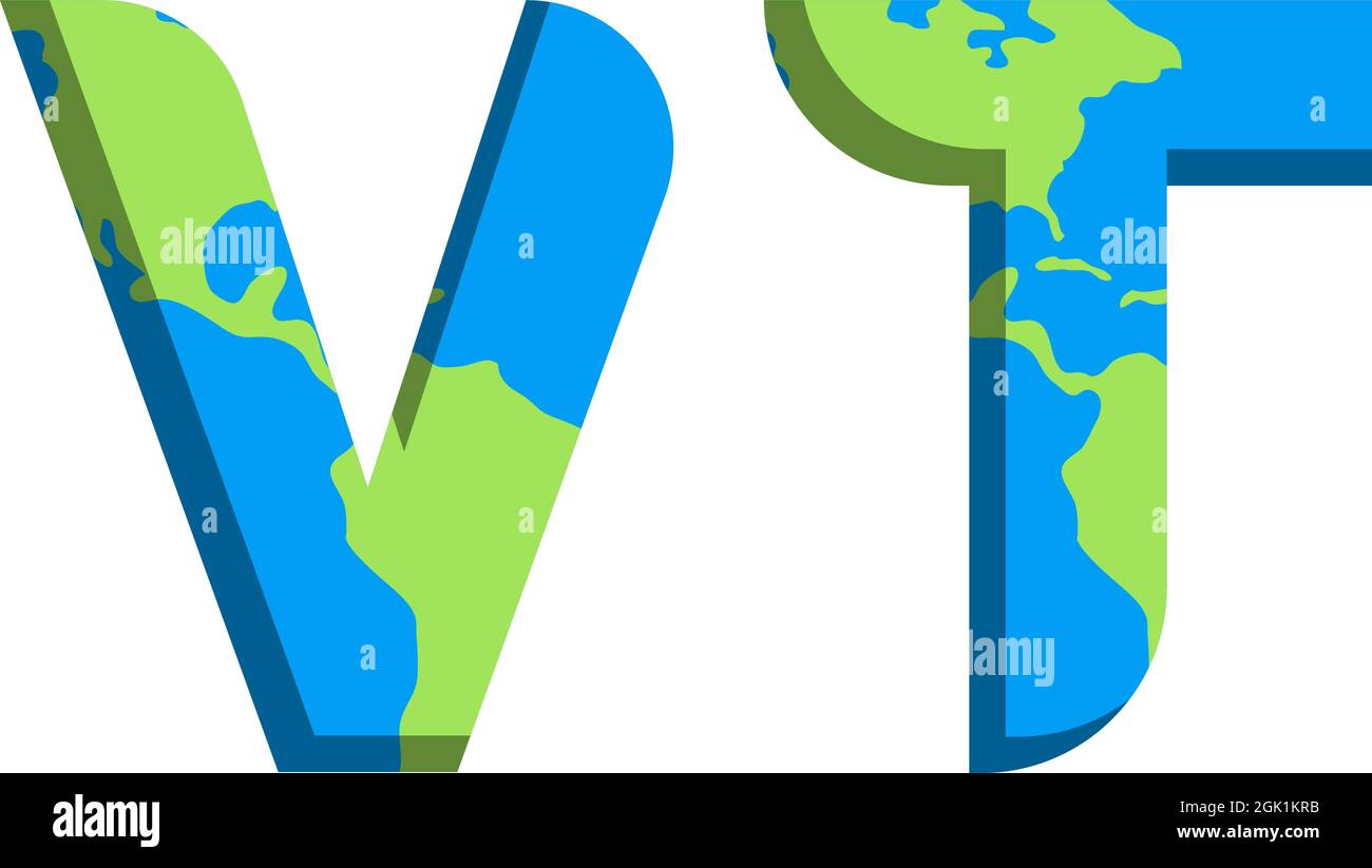 Ursprüngliches VT-Logo mit World Map-Stil, Logo-Business-Branding. Stock Vektor