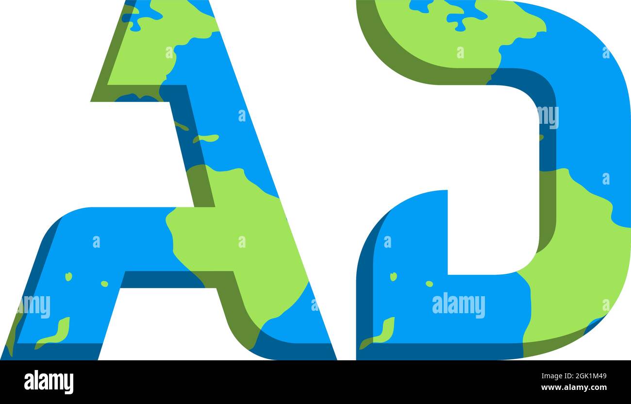 Anfängliches AD-Logo mit World Map-Stil, Logo-Business-Branding. Stock Vektor