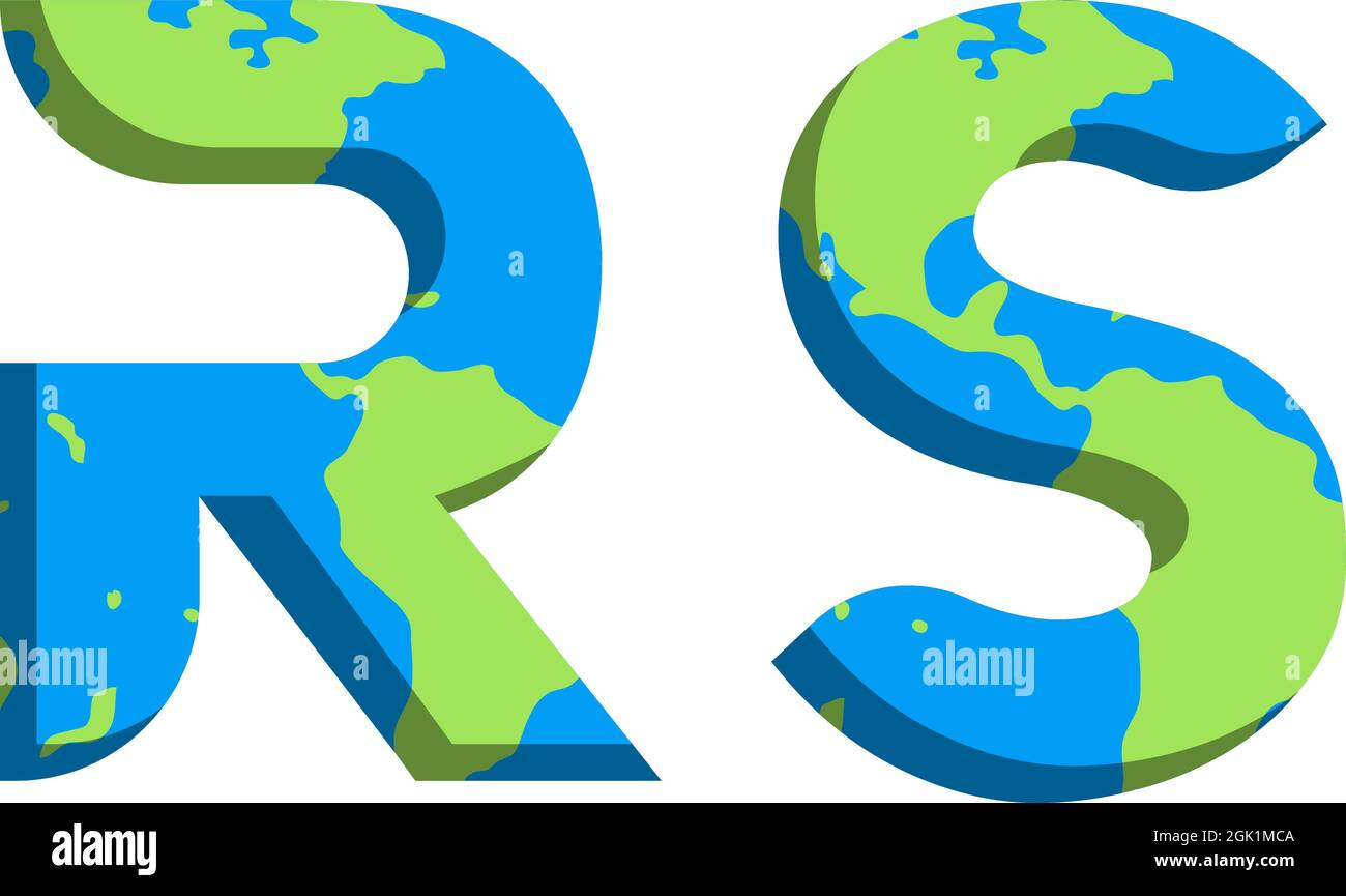 Anfängliches RS-Logo im World Map-Stil, Logo-Branding für Unternehmen. Stock Vektor