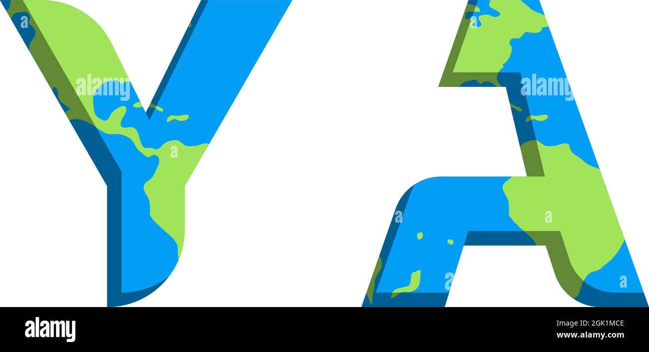 Anfängliches YA-Logo mit World Map-Stil, Logo-Business-Branding. Stock Vektor