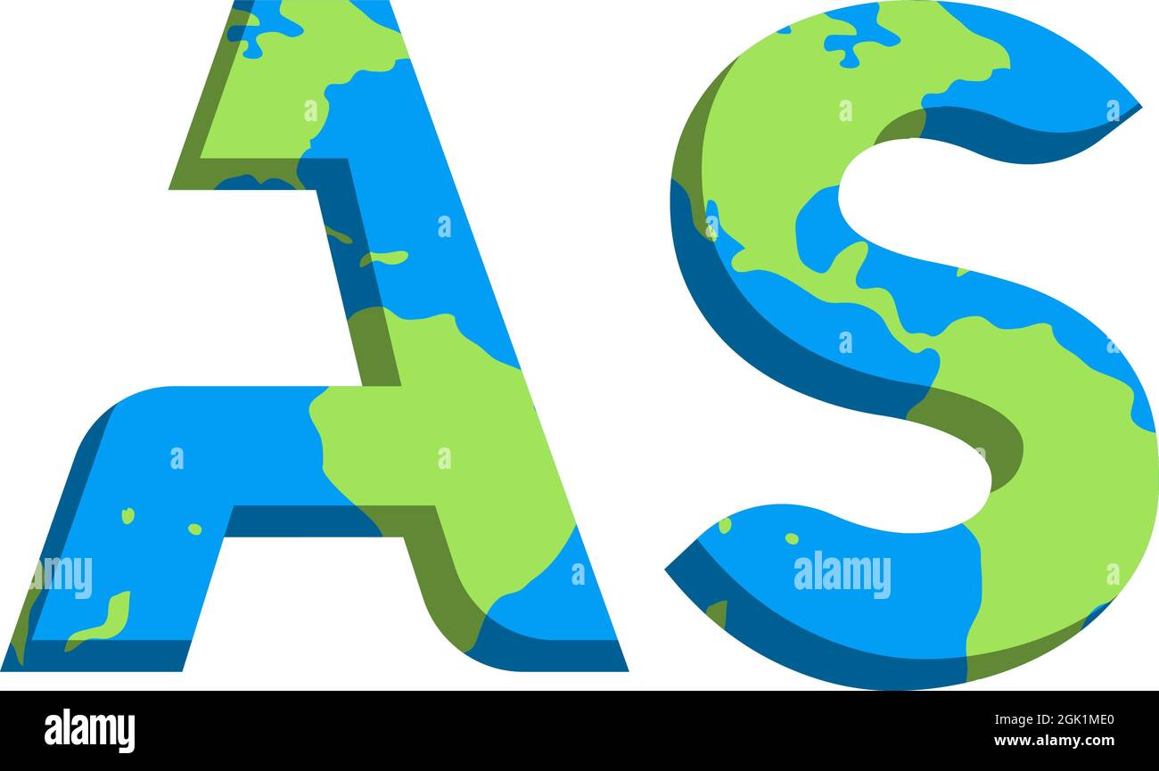 Initial ALS Logo-Design mit World Map-Stil, Logo-Business-Branding. Stock Vektor
