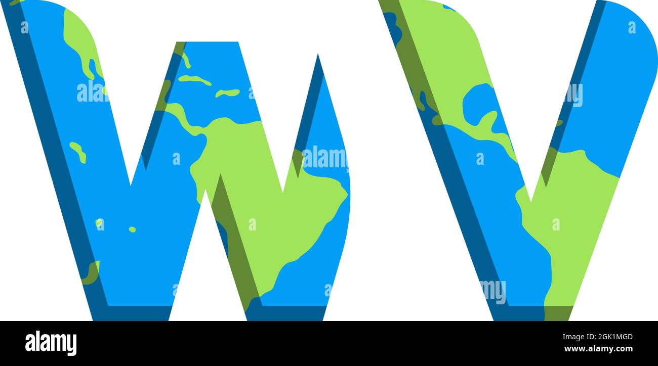 Ursprüngliches WV-Logo mit World Map-Stil, Logo-Business-Branding. Stock Vektor