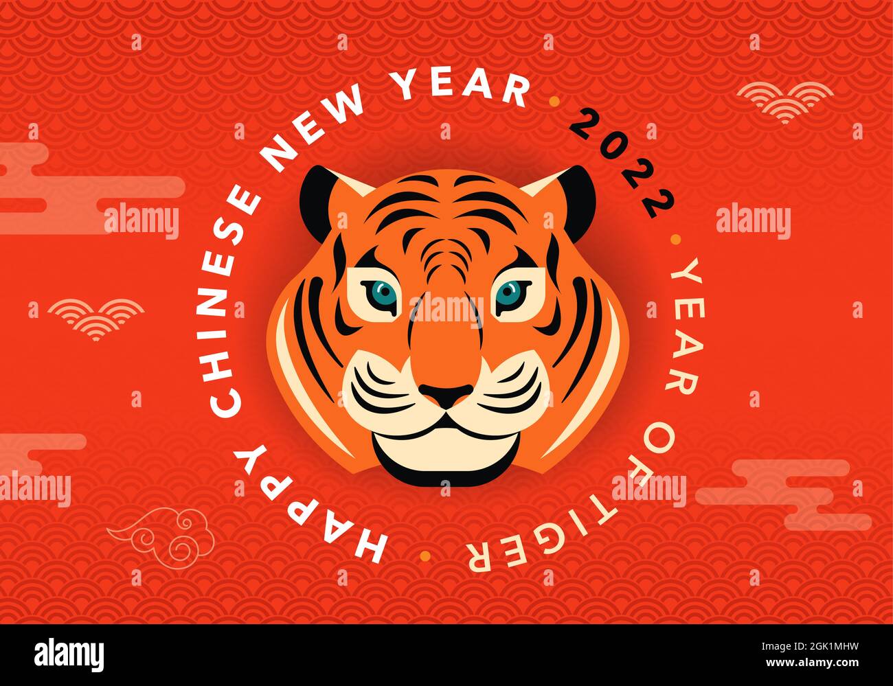 Chinesisches Neujahr 2022 Jahr Des Tigers Chinesisches Tierkreiszeichen Stock Vektorgrafik Alamy