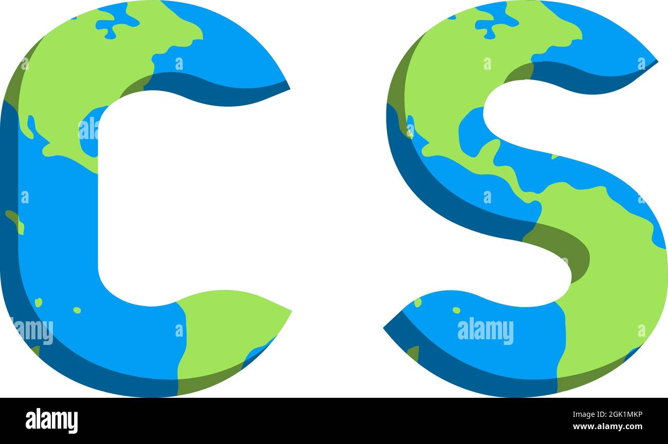 Ursprüngliches CS-Logo mit World Map-Stil, Logo-Business-Branding. Stock Vektor