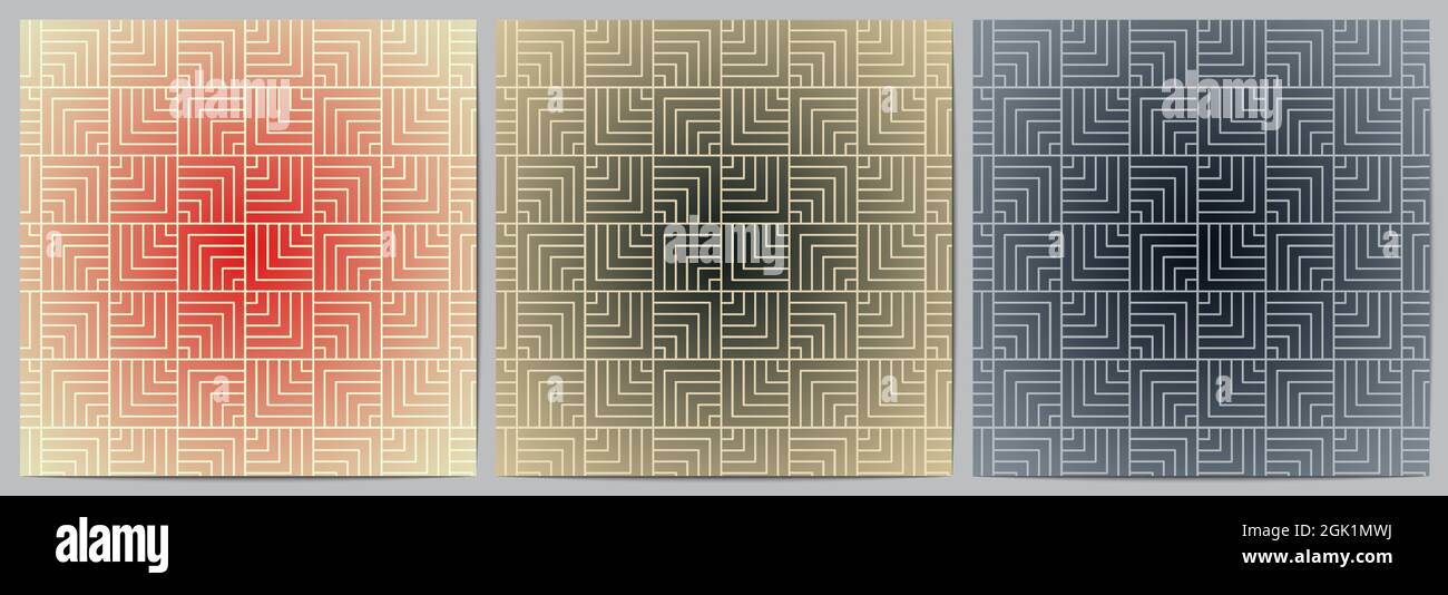 Satz von abstrakten geometrischen Muster mit quadratischer Form. Diagonal Linien Hintergrund Design japanischen oder chinesischen Stoff traditionell Stock Vektor