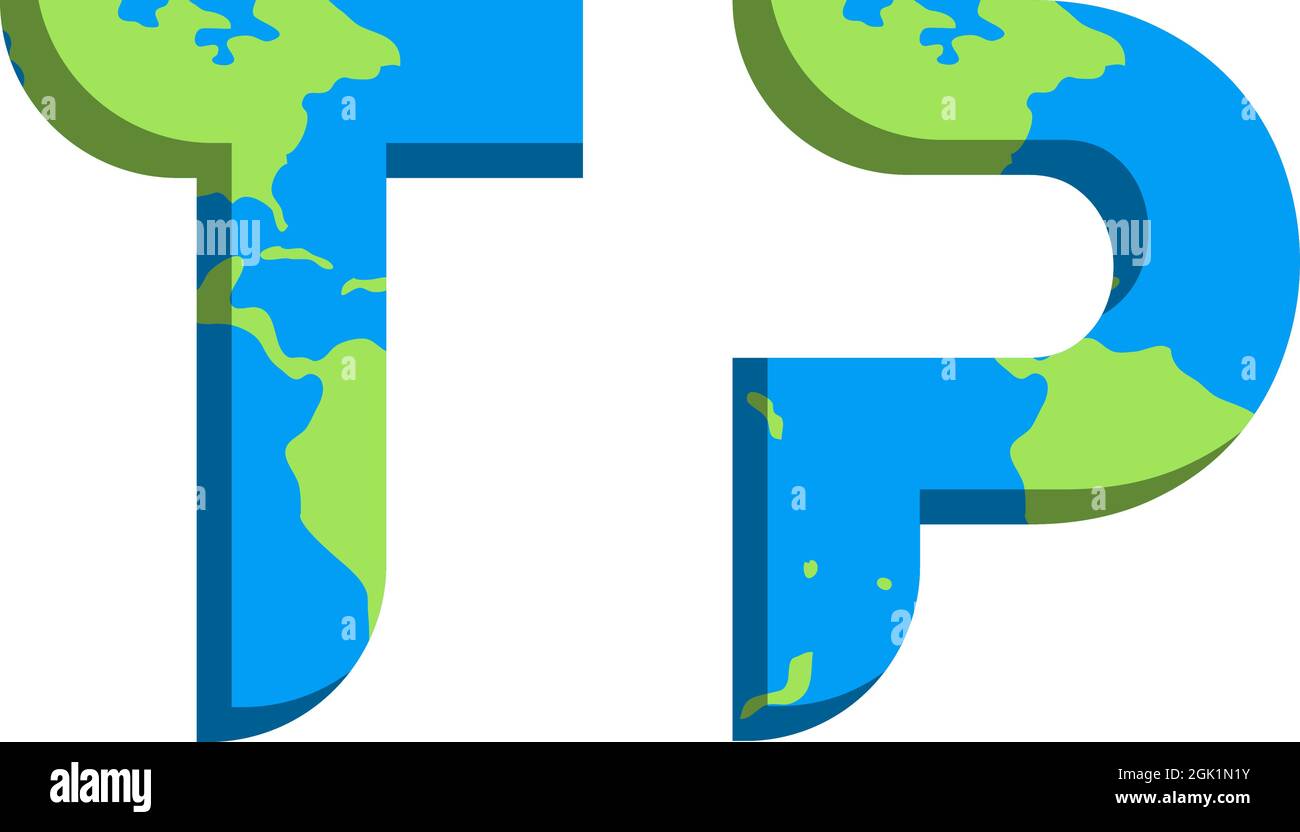 Anfängliches TP-Logo mit World Map-Stil, Logo-Branding für Unternehmen. Stock Vektor